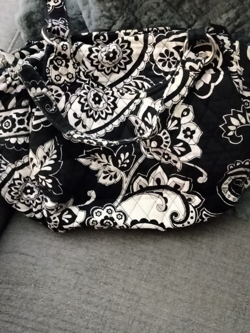 Vera Bradley Quilted Black & White Floral Tote Bag